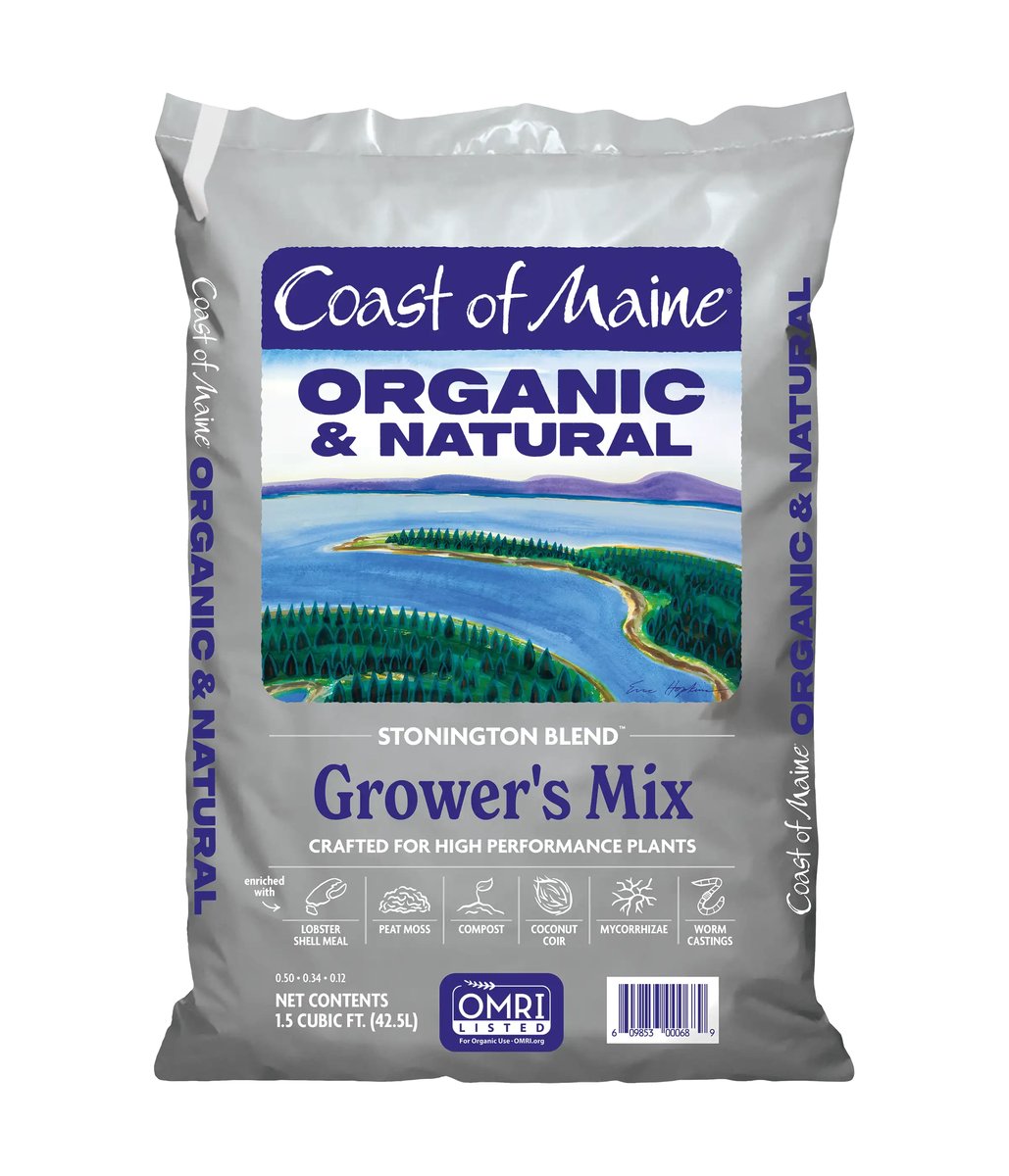 Coast of Maine Stonington Blend grower's mix bag, labeled 1.5 cubic feet.