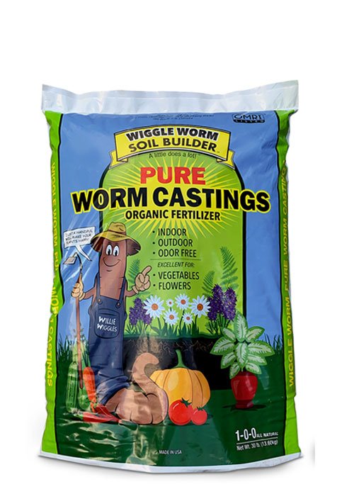 Bag of Wiggle Worm Soil Builder pure worm castings.